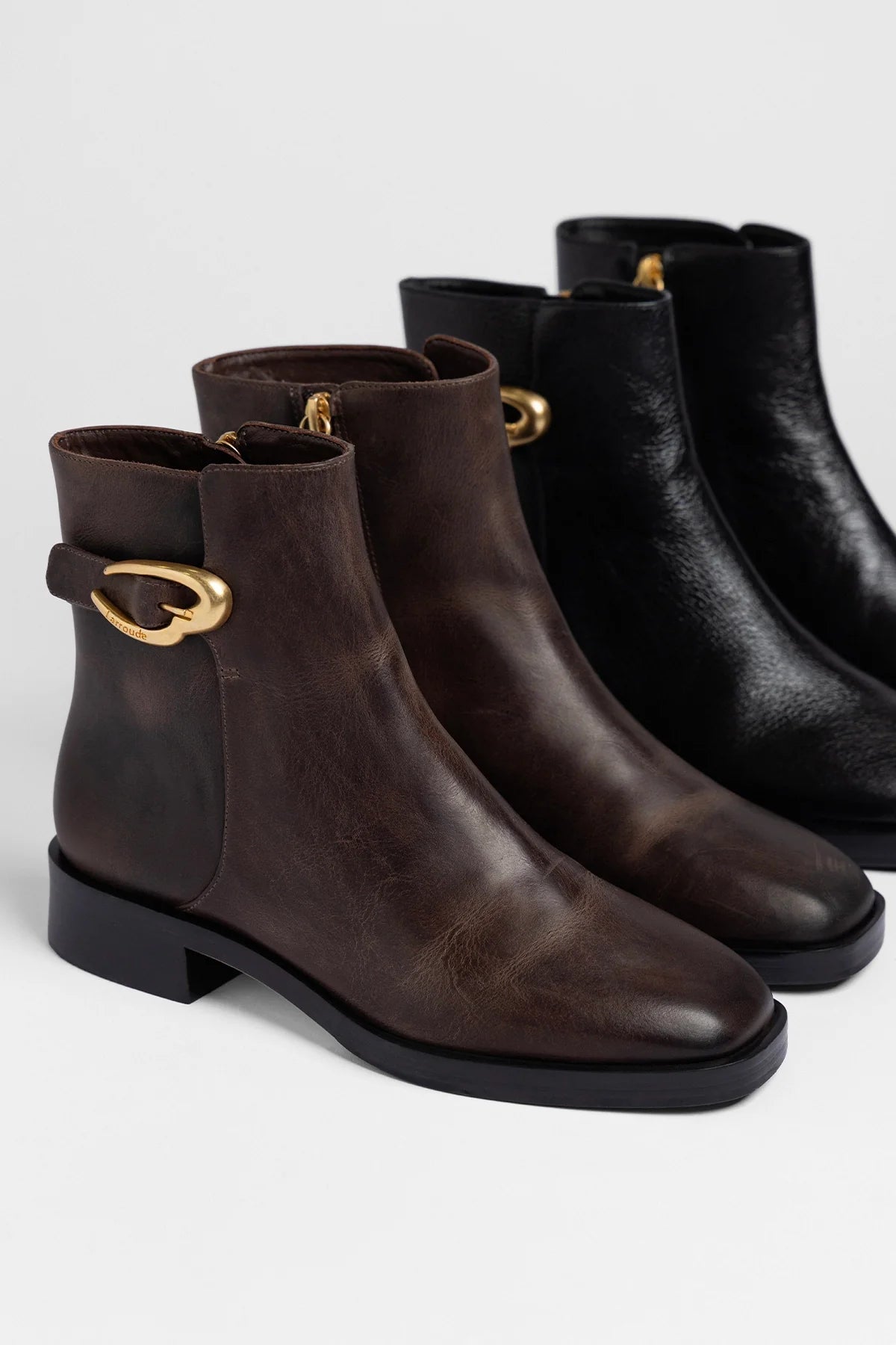 Larroude Anne Verona Low Boot Brown Leather