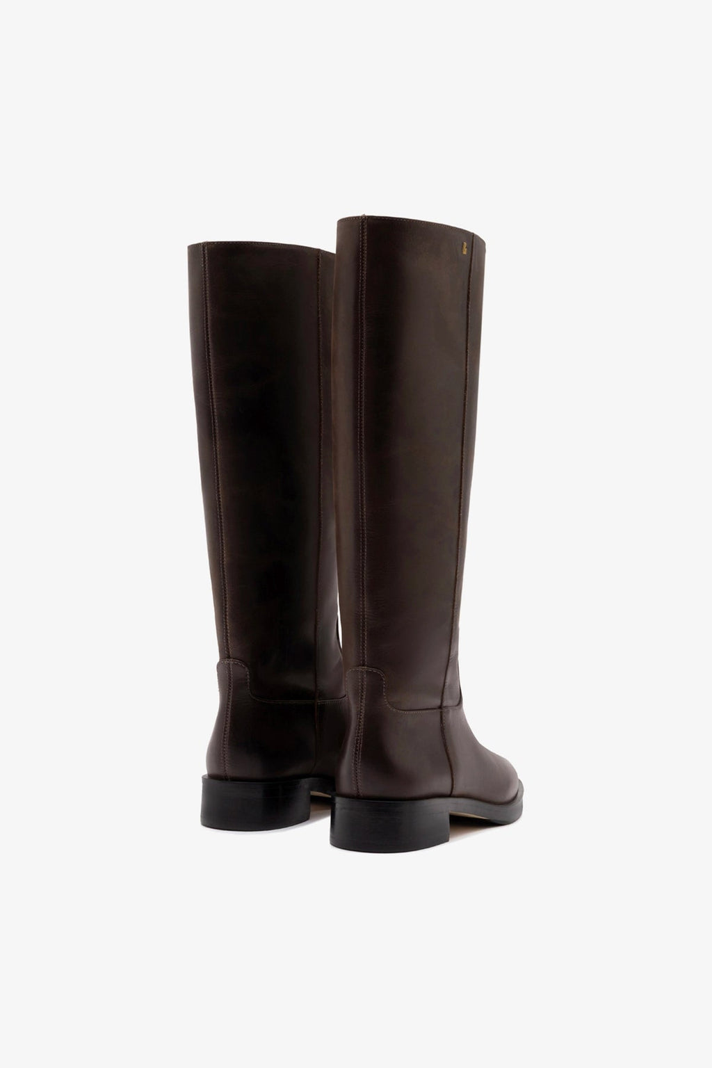 Larroude Anne Boot In Brown Shadow Leather