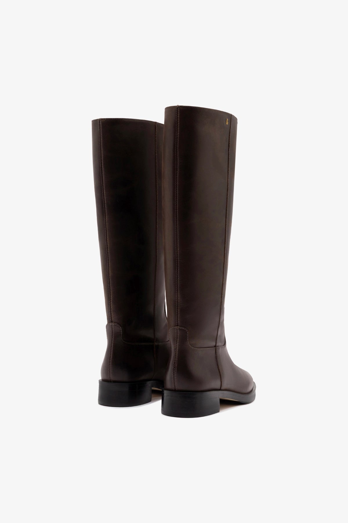 Larroude Anne Boot In Brown Shadow Leather