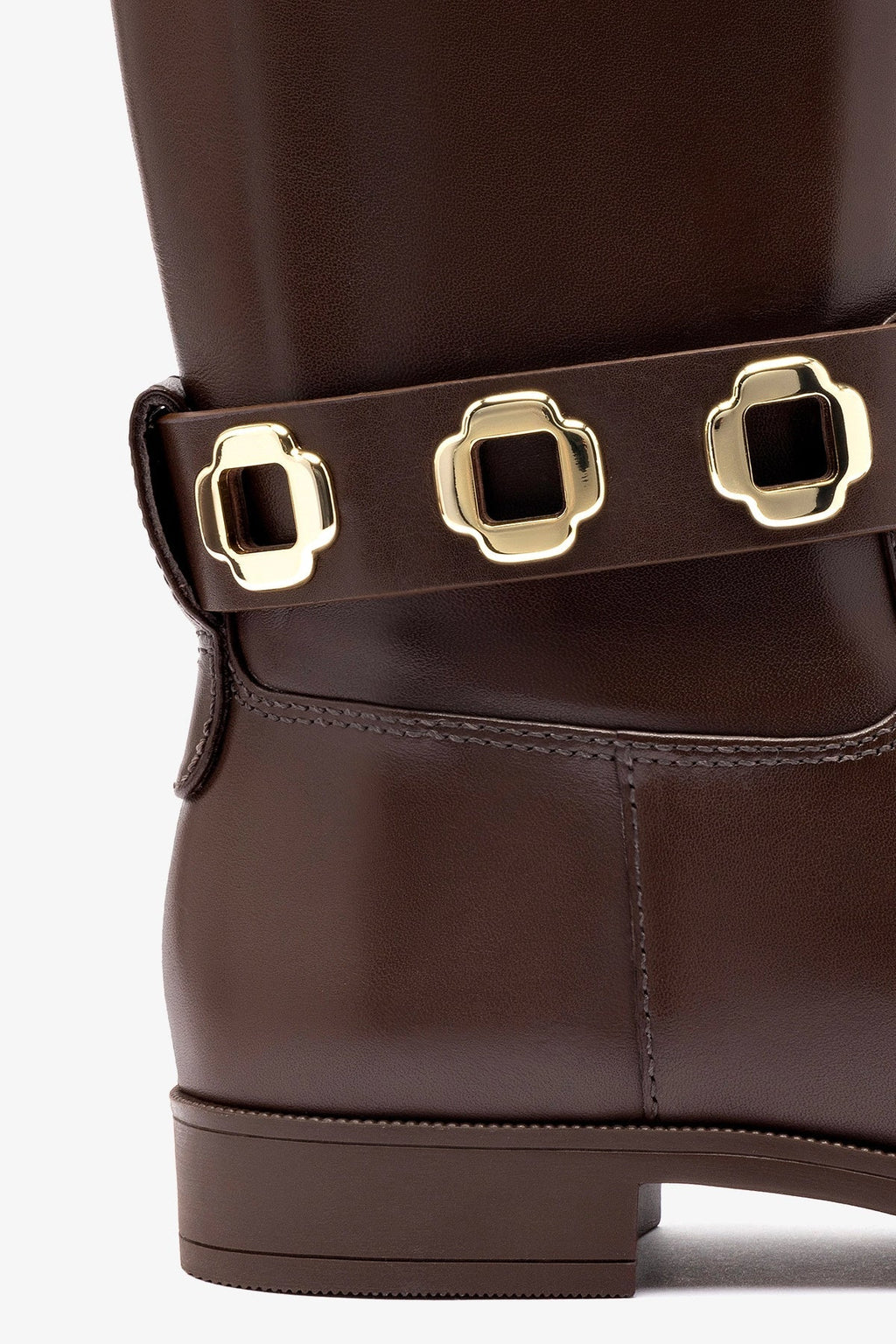 Larroude Milan Flat Bootie In Brown Water Resistant Leather