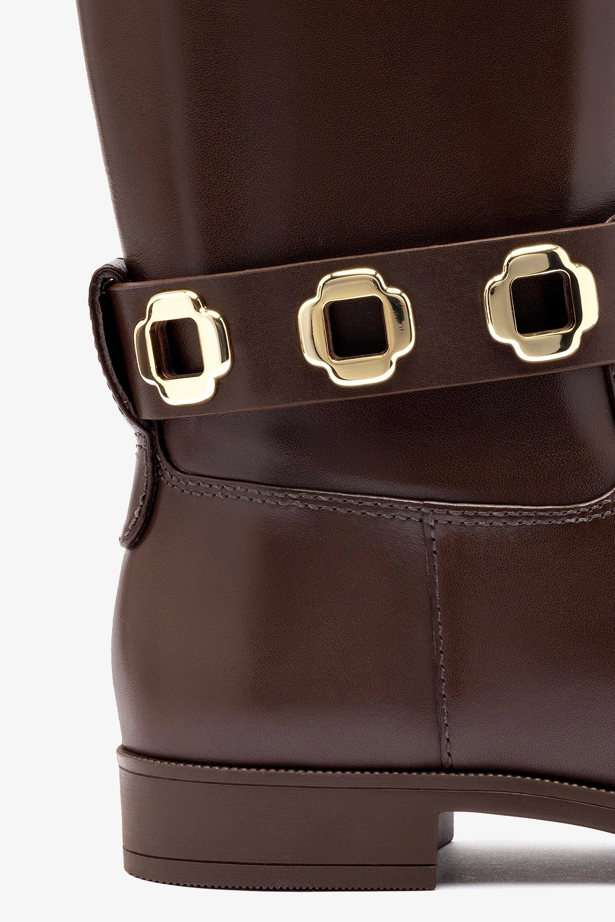 Larroude Milan Flat Bootie In Brown Water Resistant Leather