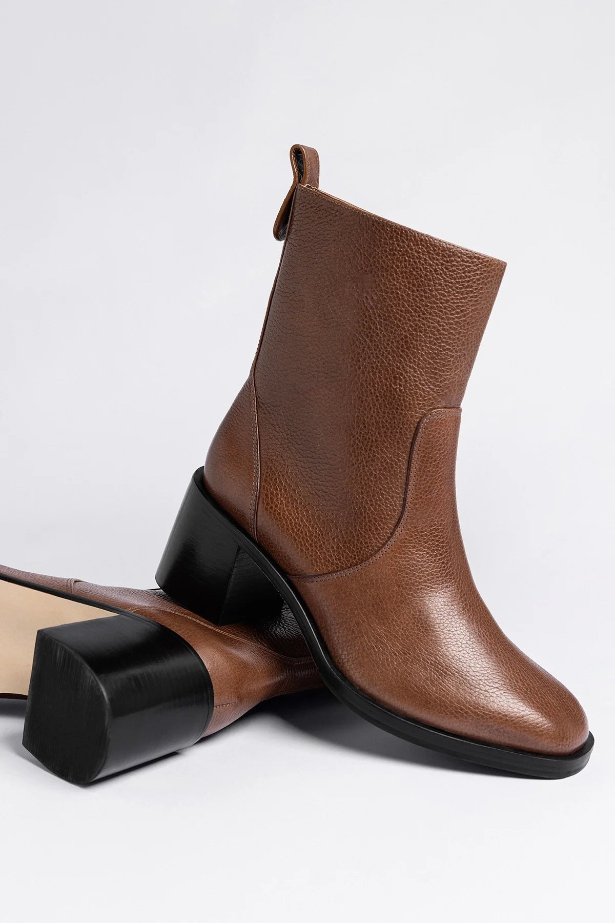 Larroude Mini Ricky Boot Burnt Umber Leather