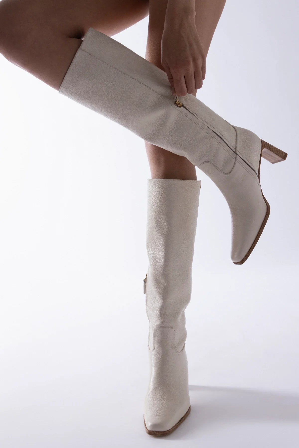 Larroude Alexis Boot Ivory Leather