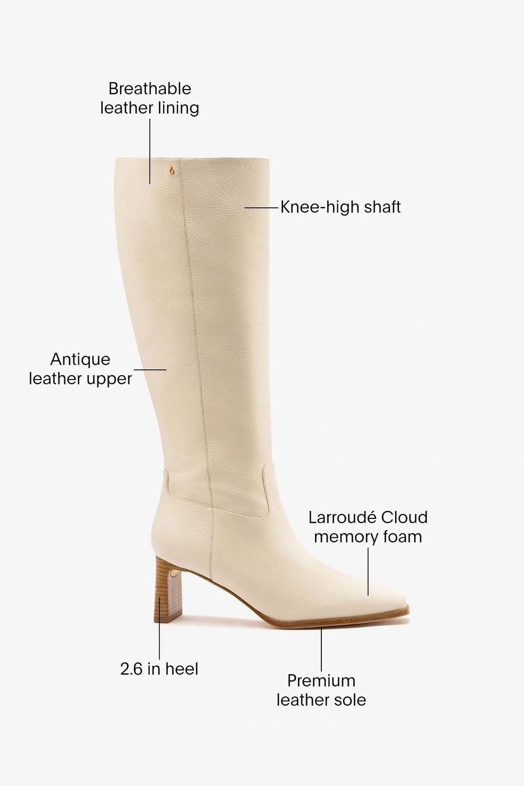 Larroude Alexis Boot Ivory Leather