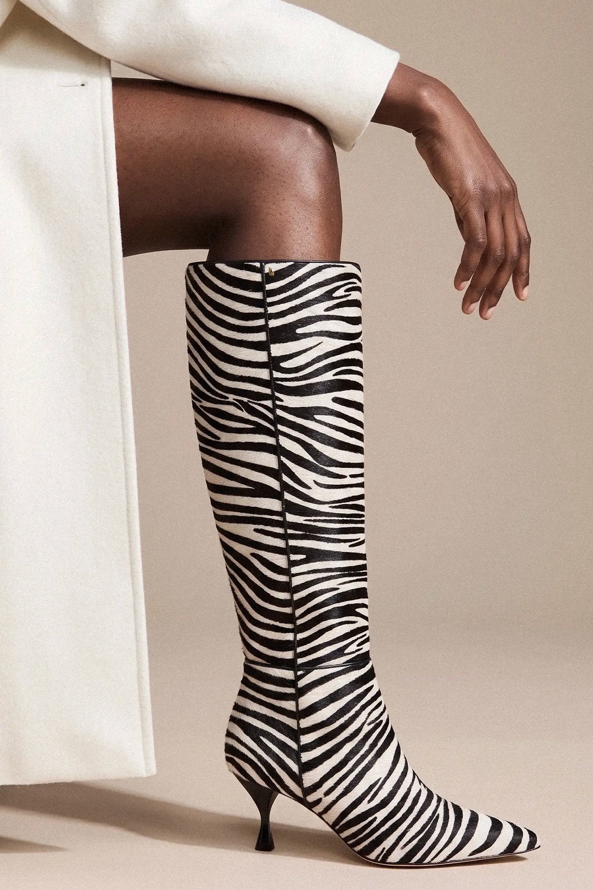 Larroude Georgia Boot Zebra Hair Leather