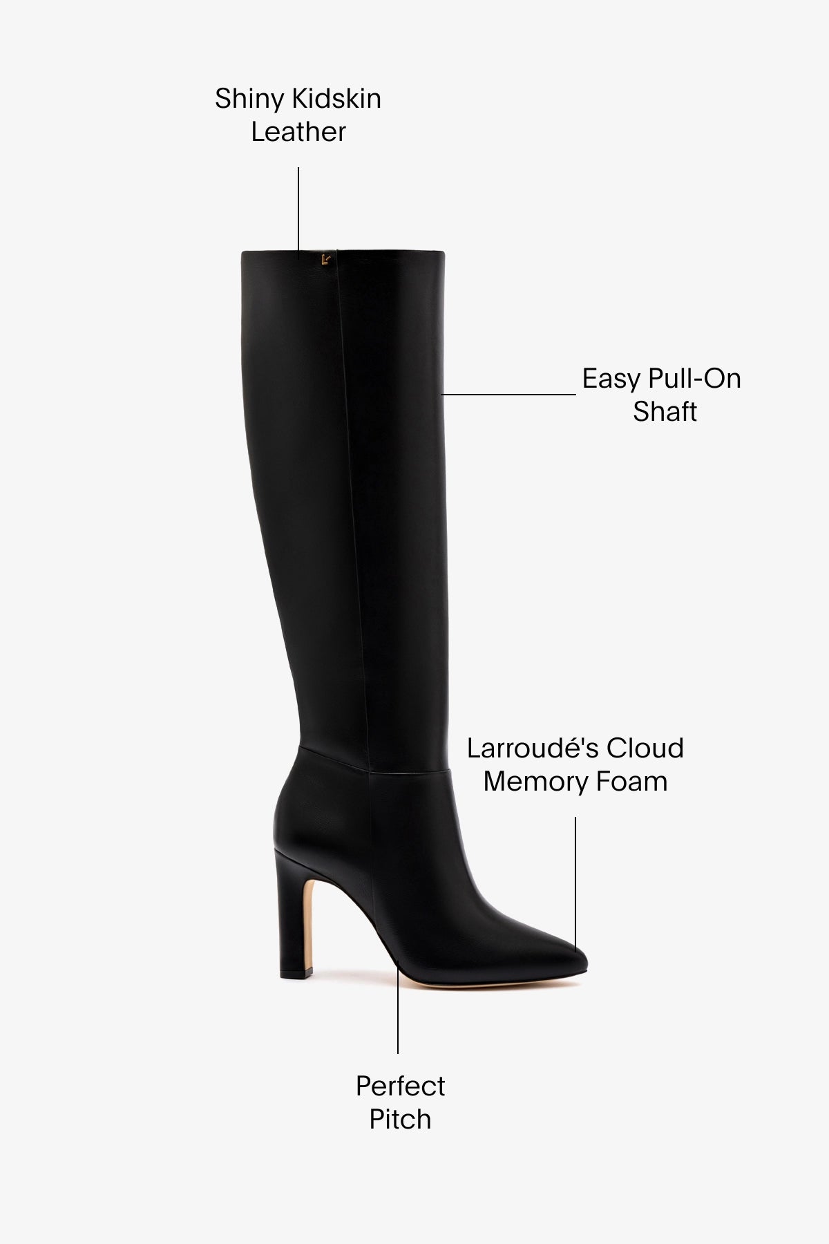 Larroude Cindy Hi Boot In Black Leather