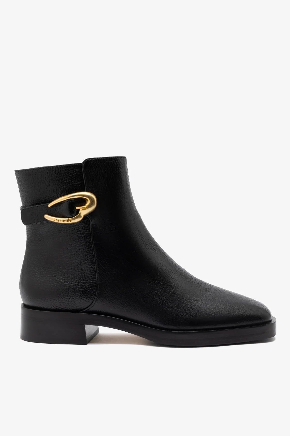 Larroude Anne Verona Low Boot Black Leather