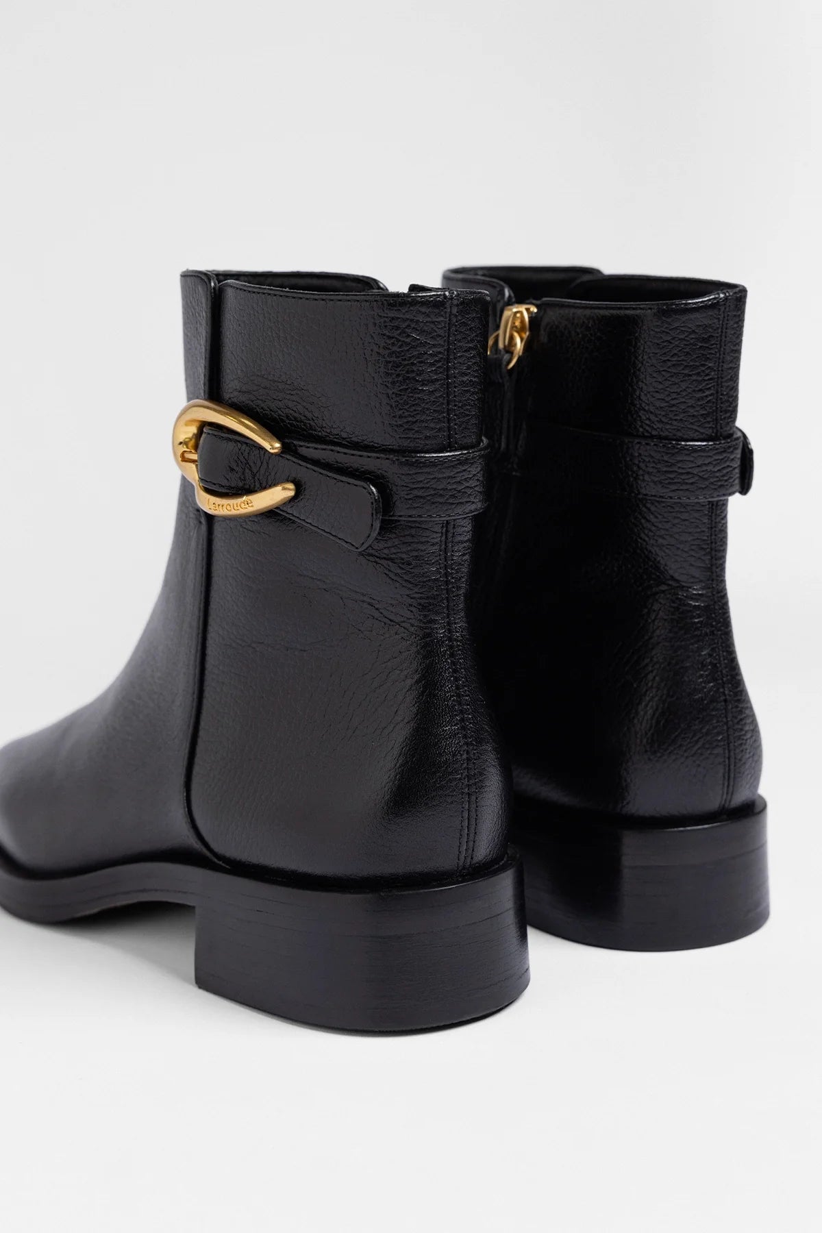 Larroude Anne Verona Low Boot Black Leather