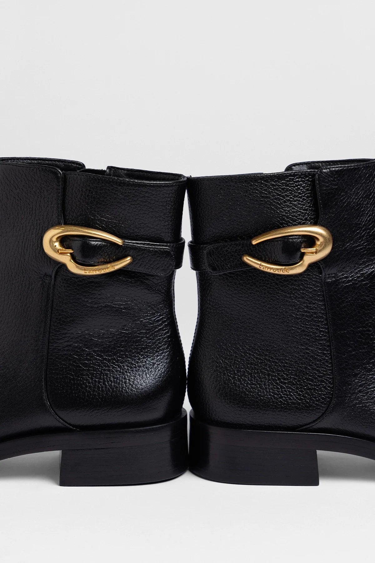 Larroude Anne Verona Low Boot Black Leather