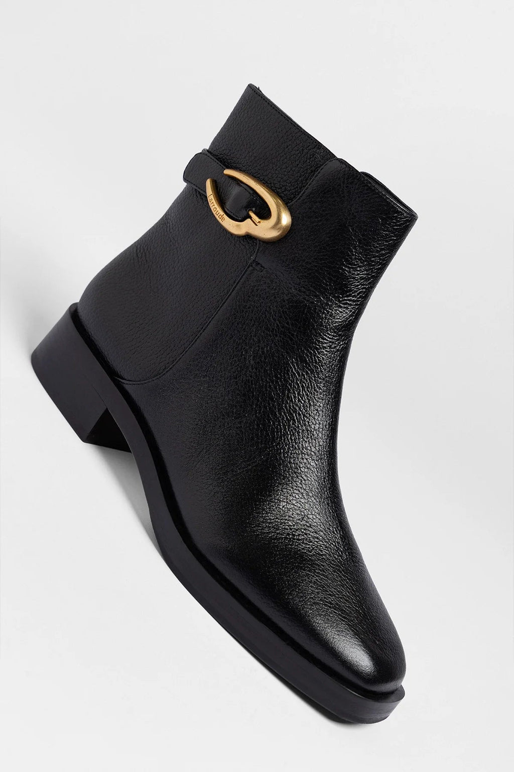 Larroude Anne Verona Low Boot Black Leather