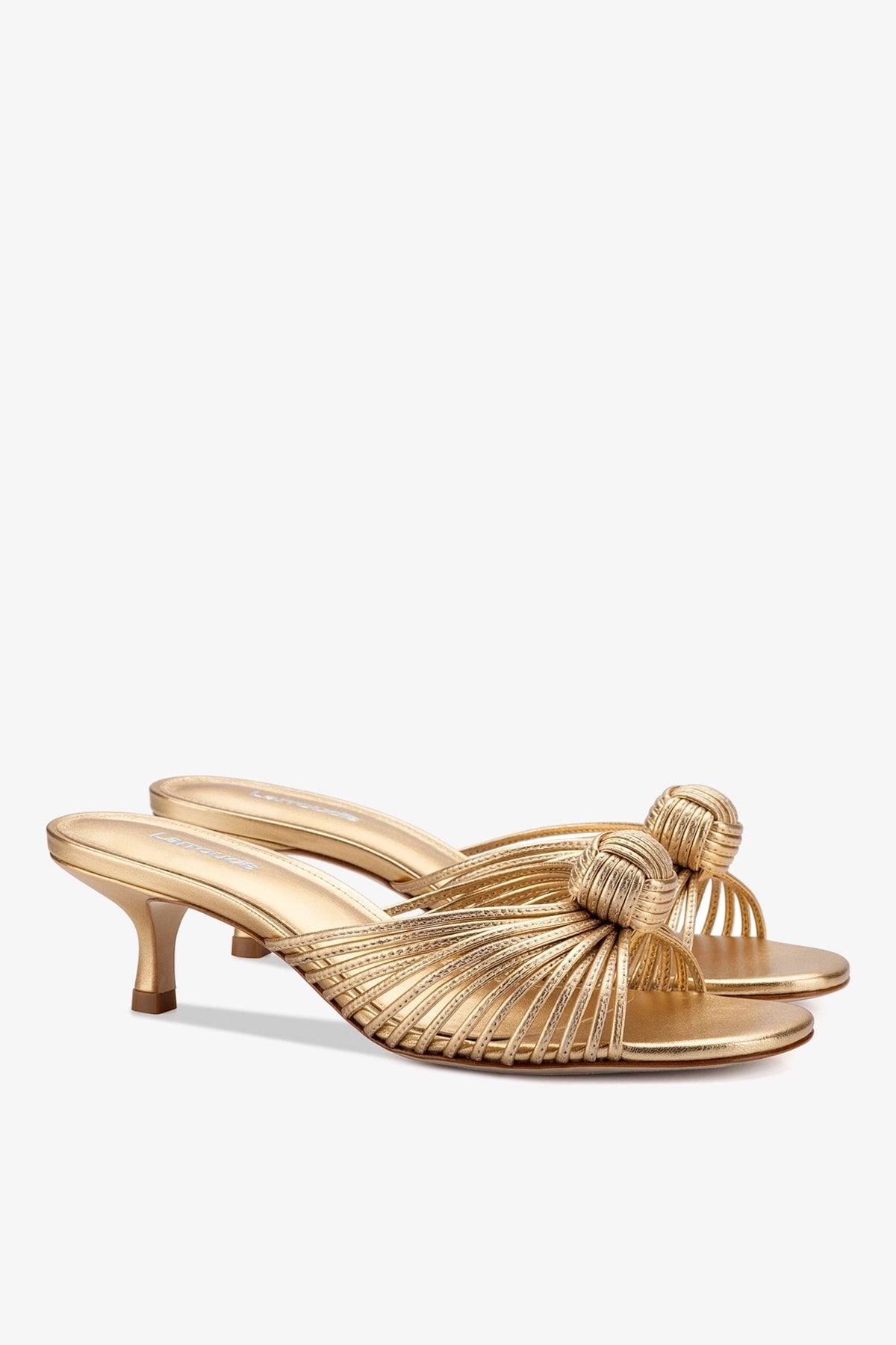 Larroude Valerie Mule In Gold Metallic Leather