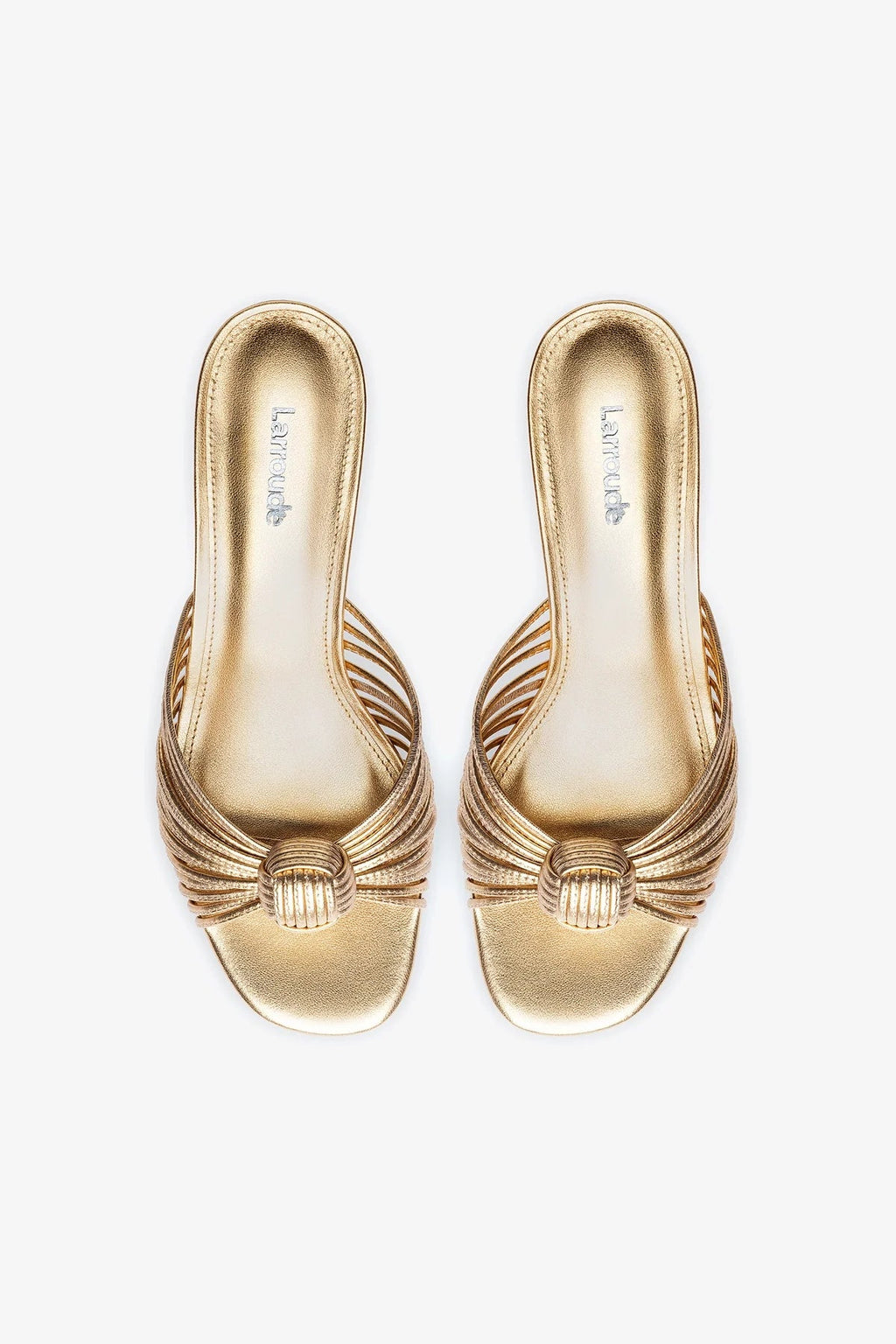 Larroude Valerie Mule In Gold Metallic Leather
