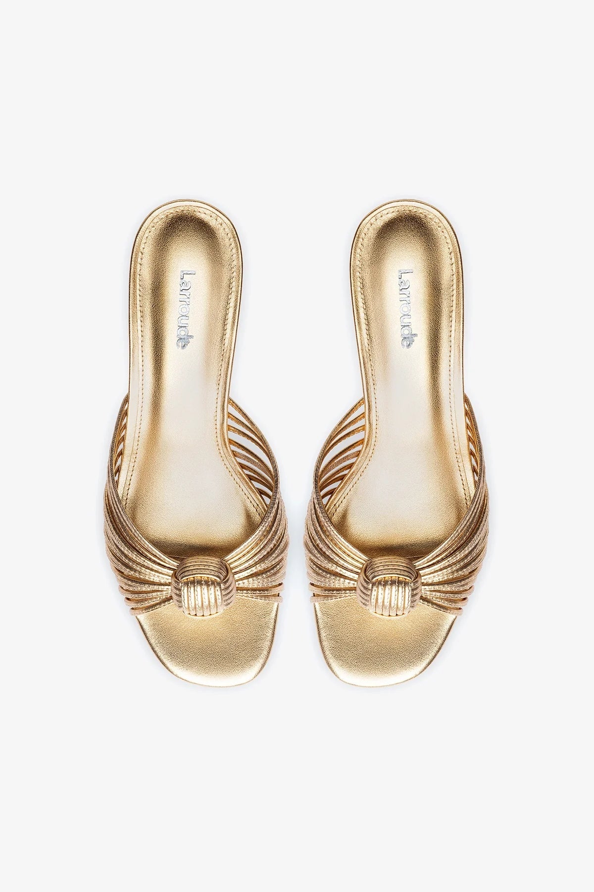 Larroude Valerie Mule In Gold Metallic Leather