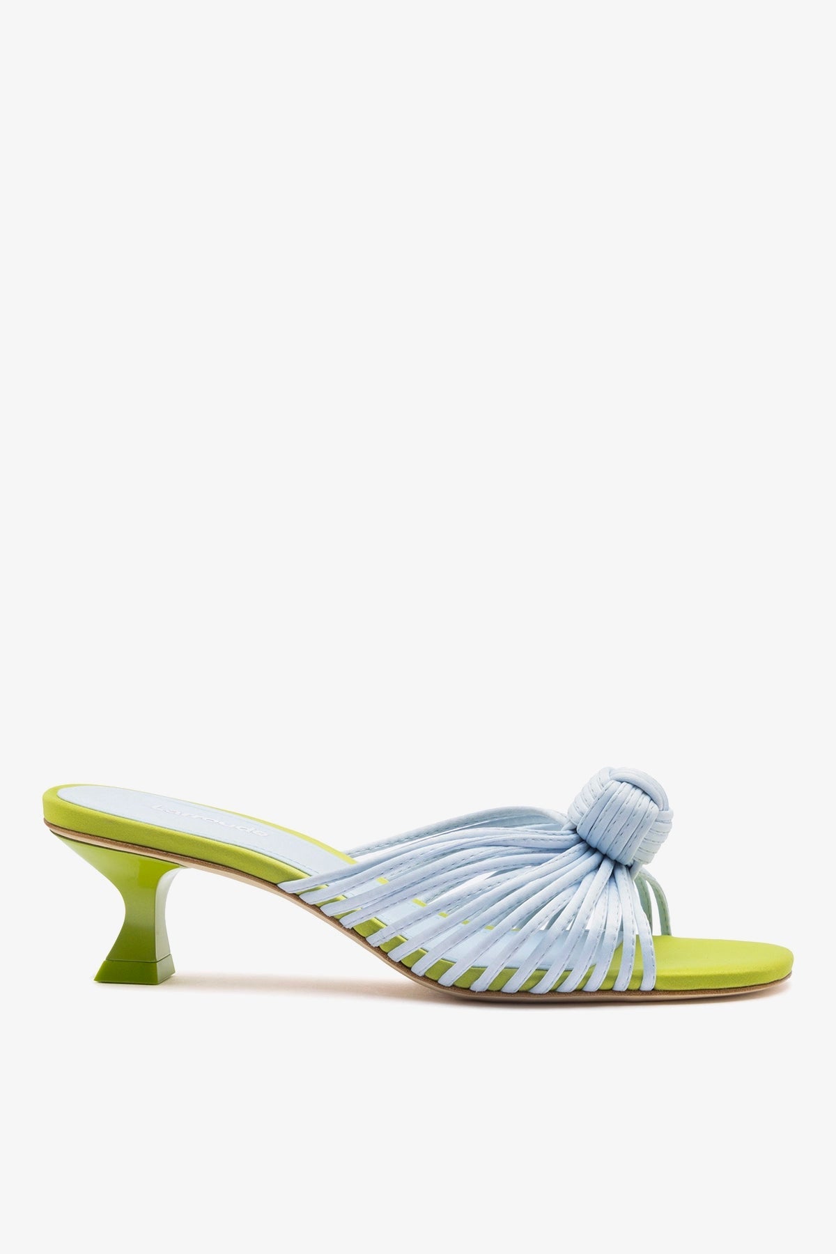 Larroude Valerie Mule Powder Blue and Green Satin