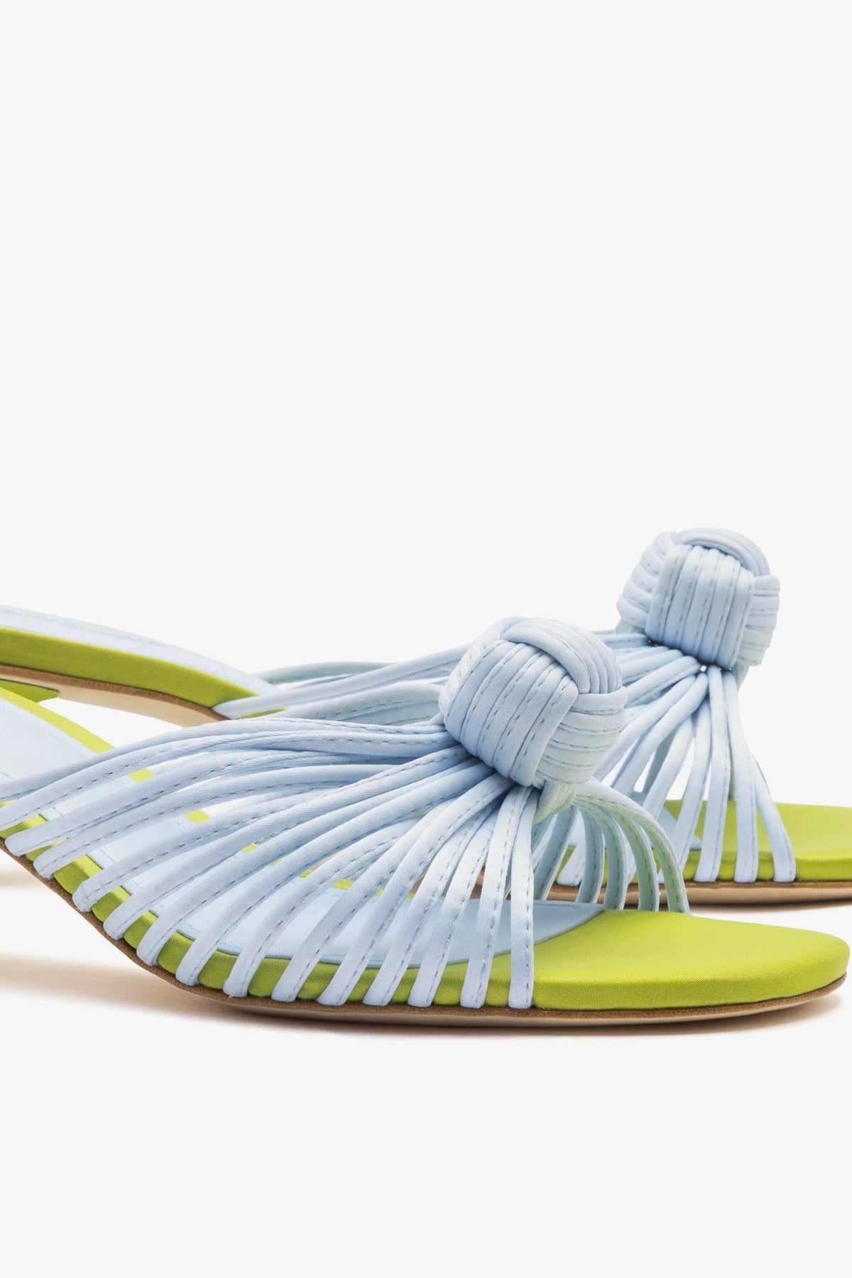 Larroude Valerie Mule Powder Blue and Green Satin