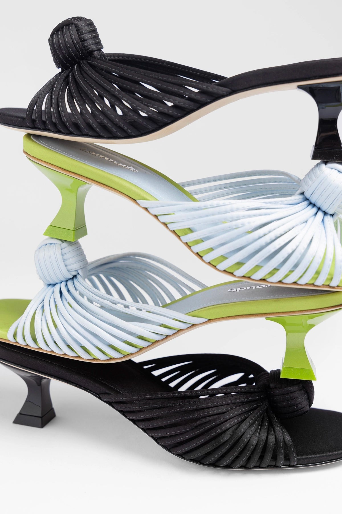 Larroude Valerie Mule Powder Blue and Green Satin