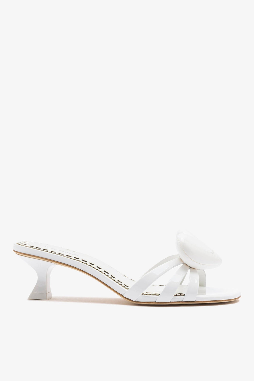 Larroude Amore Mule White Patent Leather