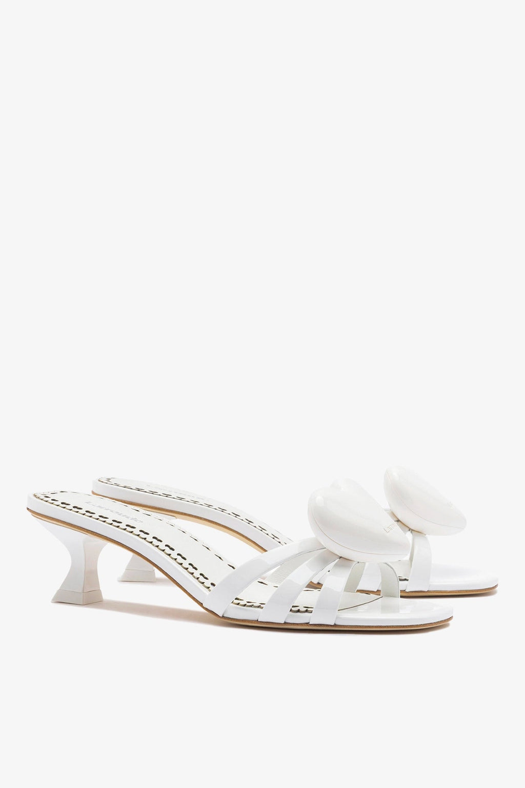 Larroude Amore Mule White Patent Leather