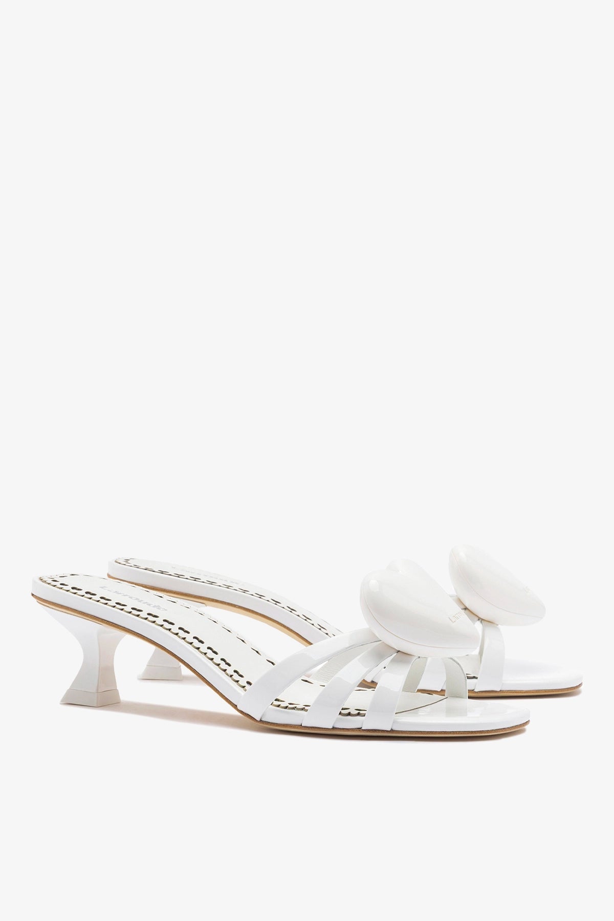 Larroude Amore Mule White Patent Leather
