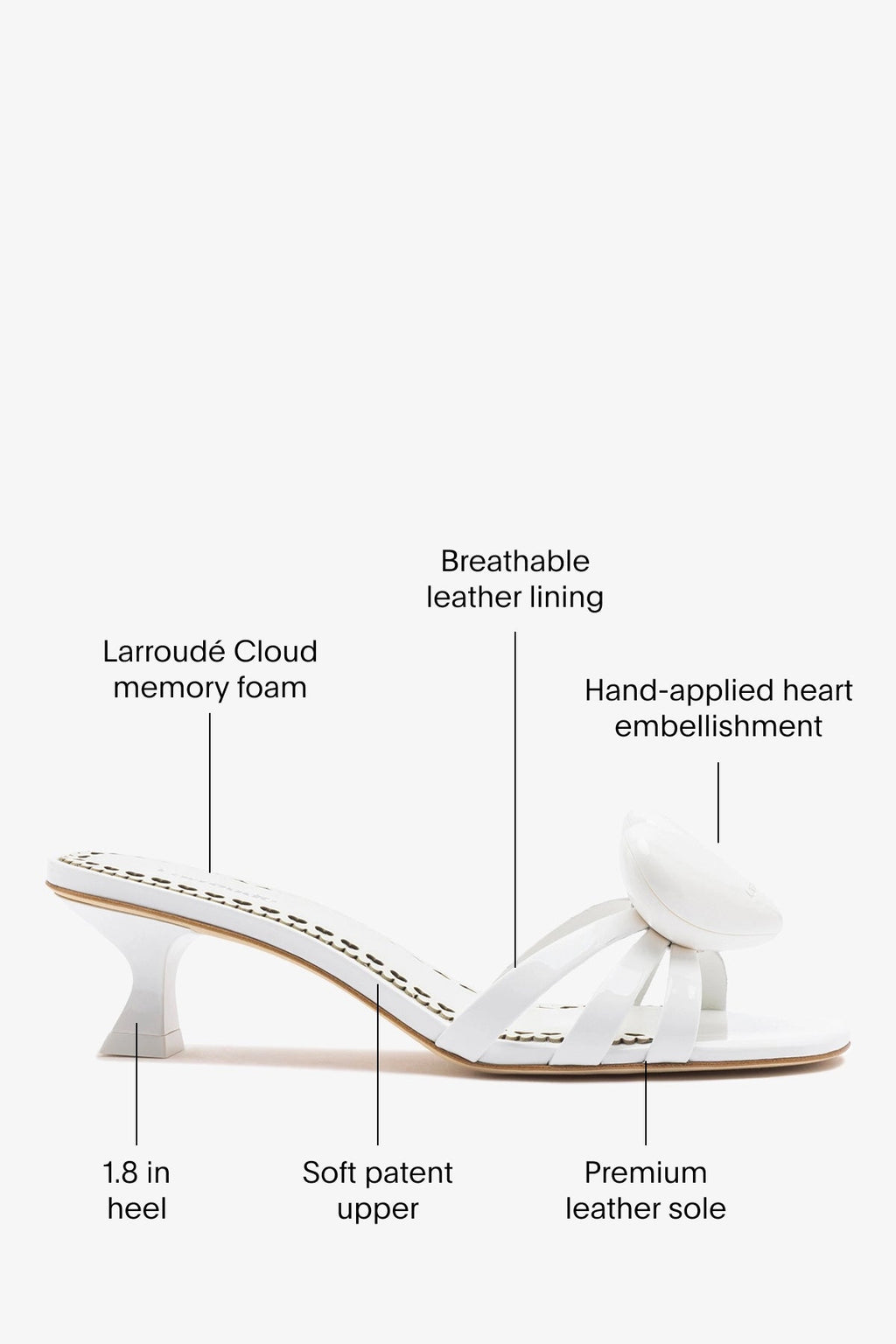 Larroude Amore Mule White Patent Leather