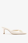 Larroude Carine Mule White Satin