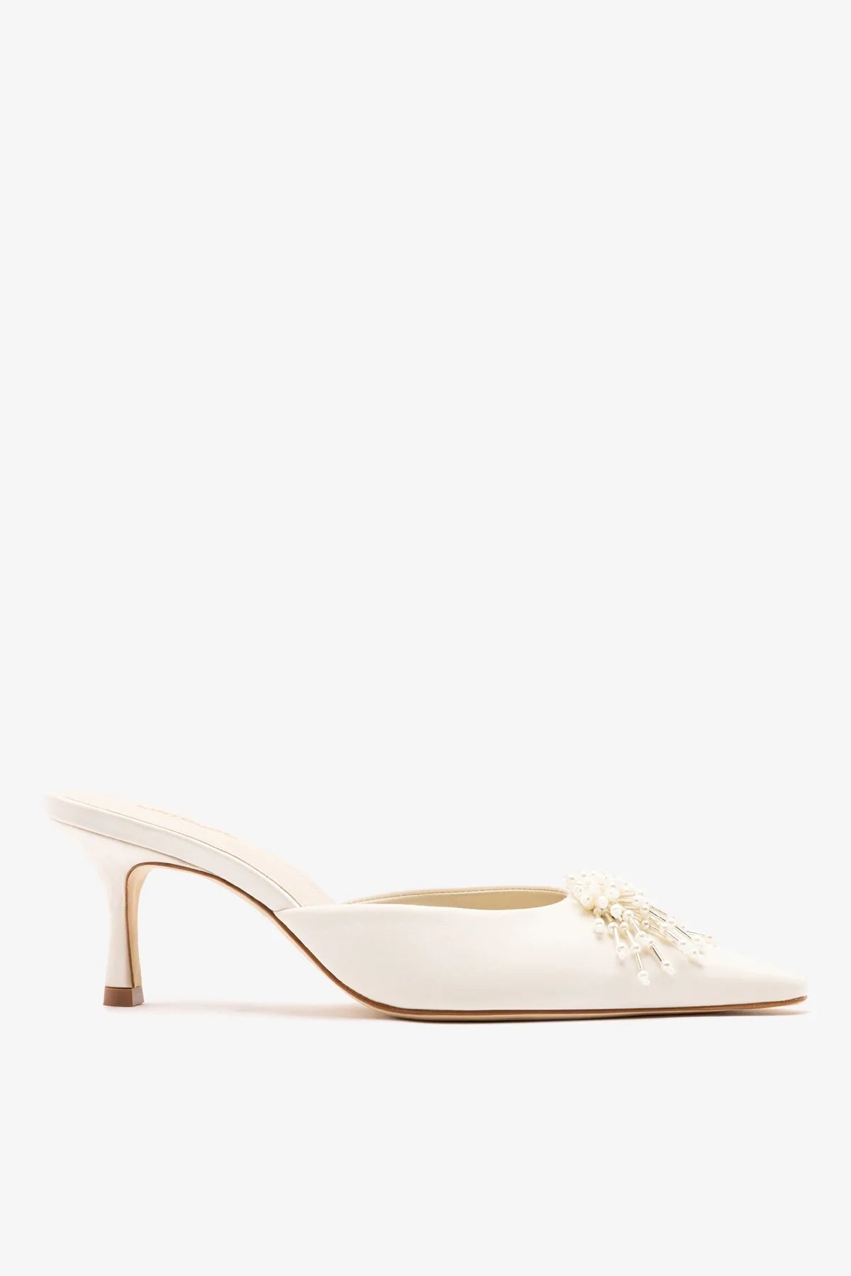 Larroude Carine Mule White Satin