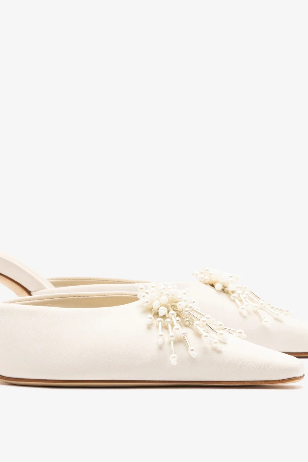 Larroude Carine Mule White Satin