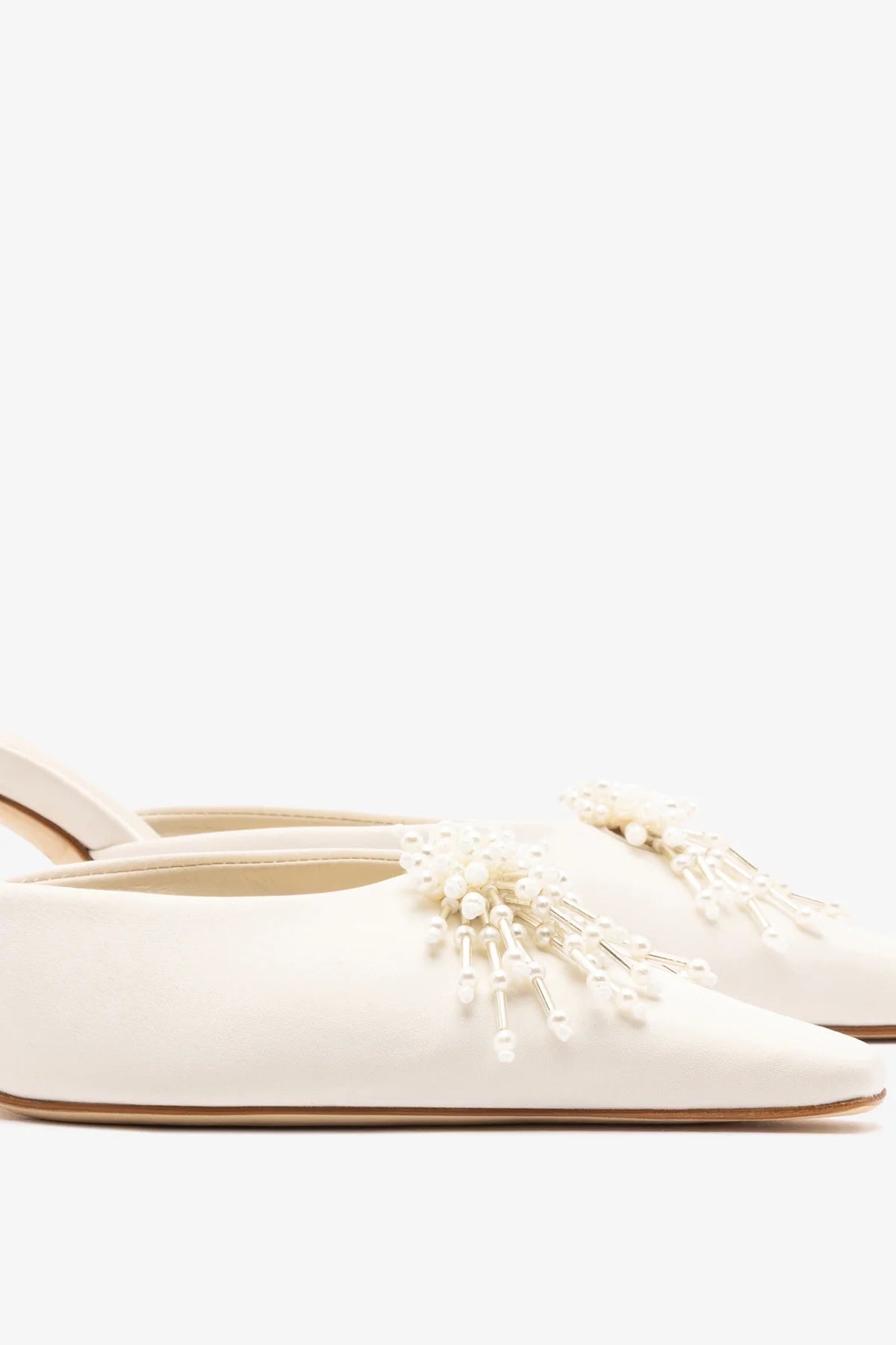 Larroude Carine Mule White Satin