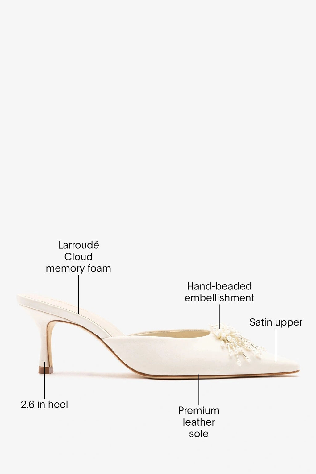 Larroude Carine Mule White Satin