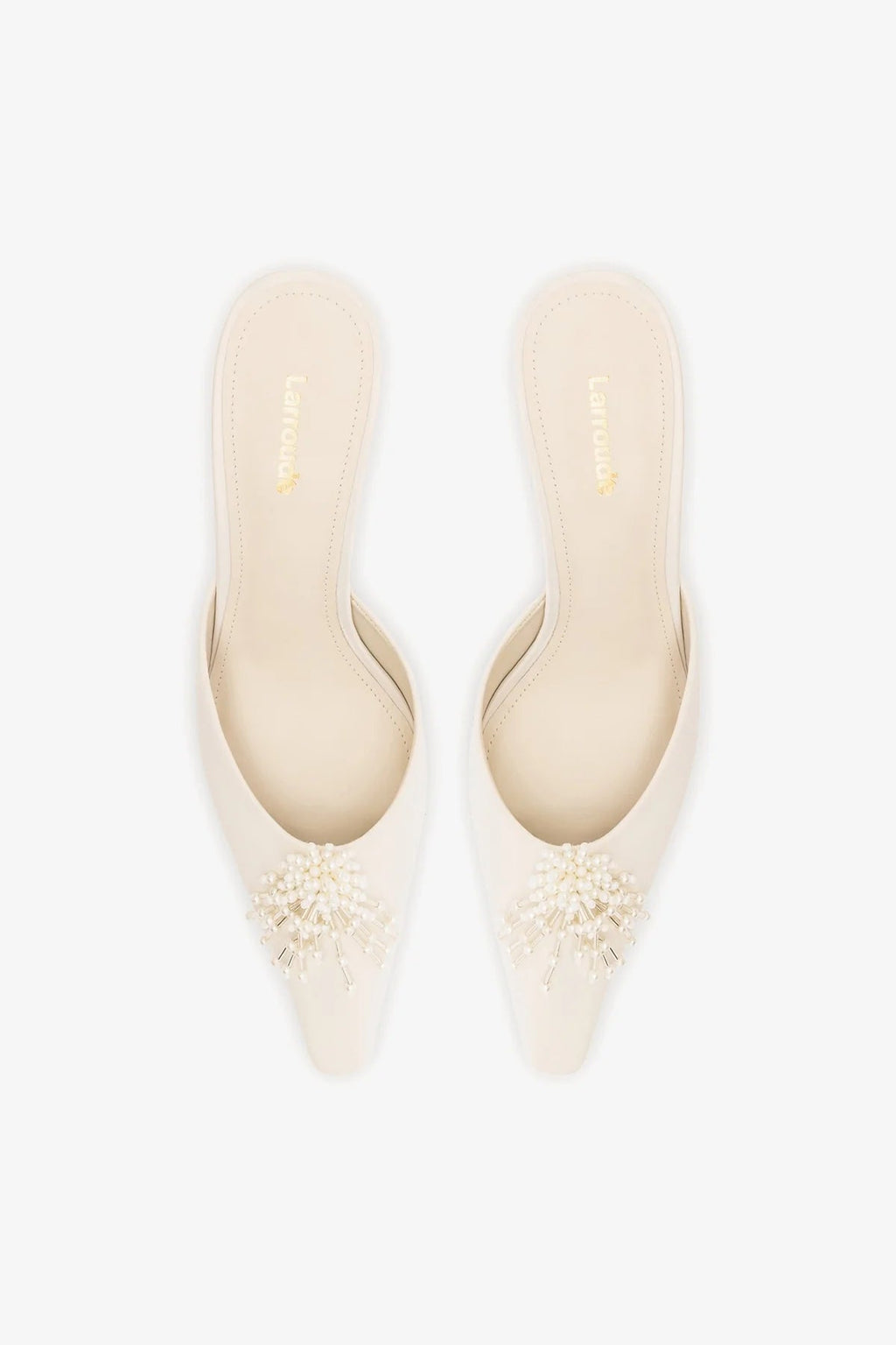 Larroude Carine Mule White Satin