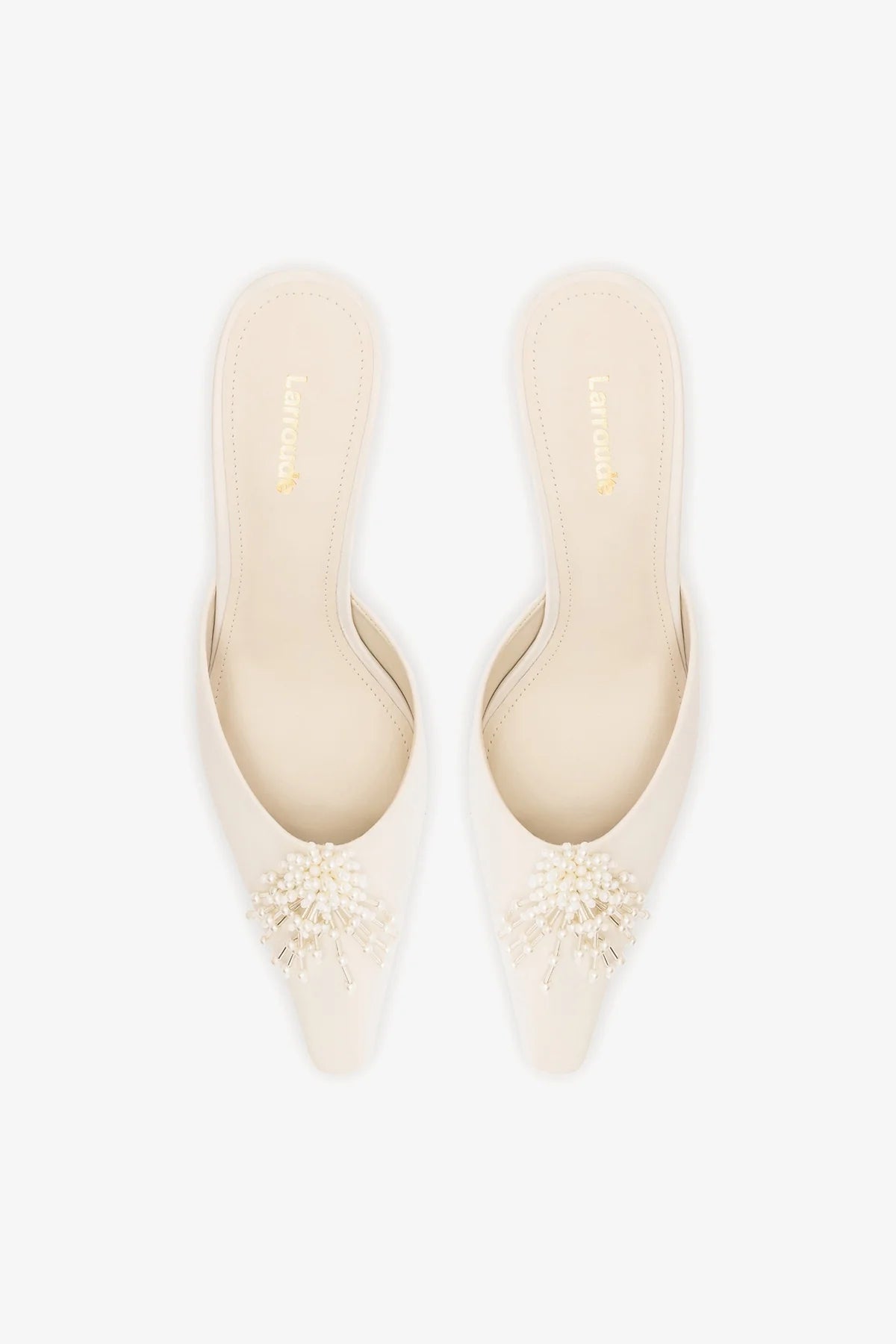 Larroude Carine Mule White Satin