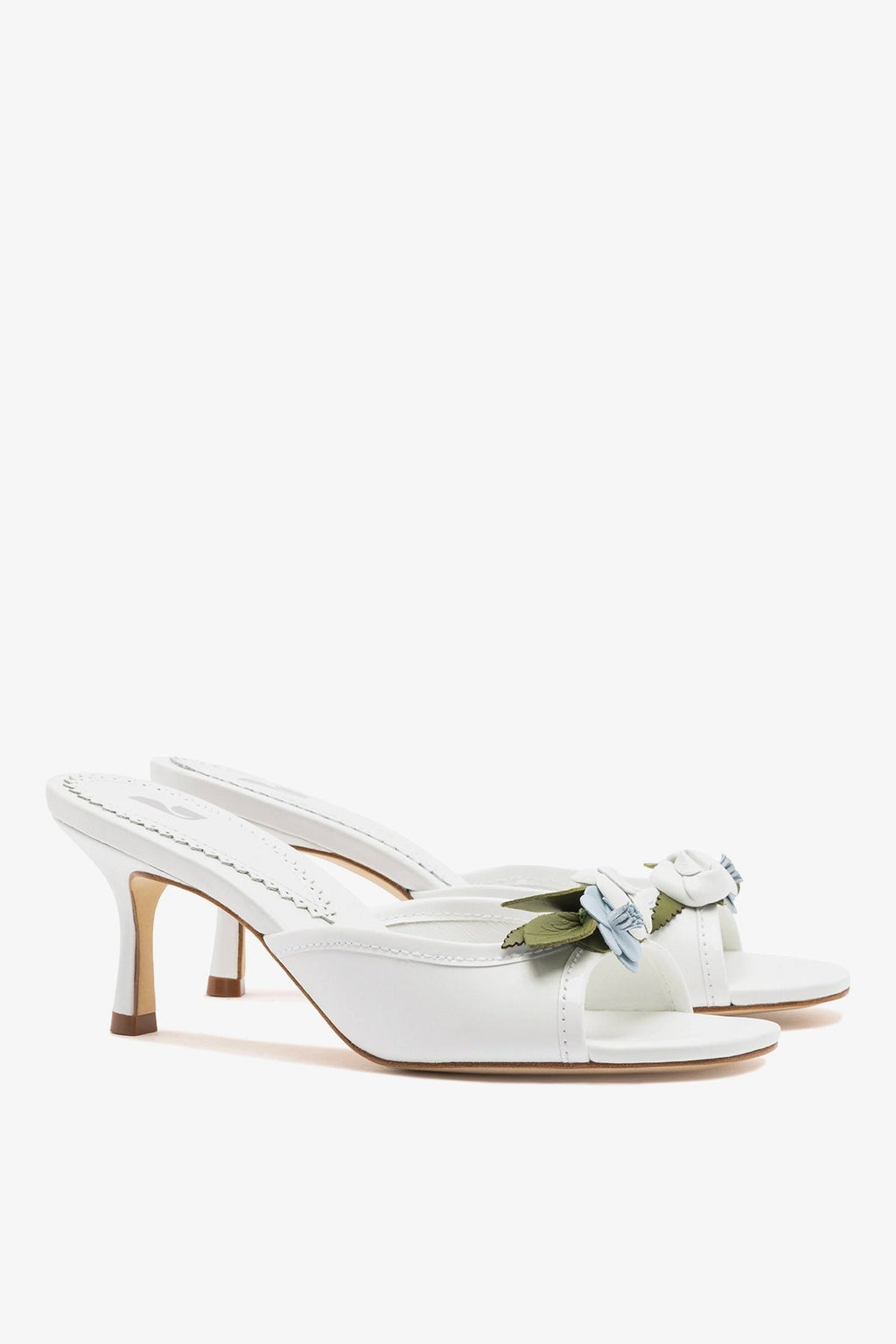 Larroude Juliette Mule White Leather
