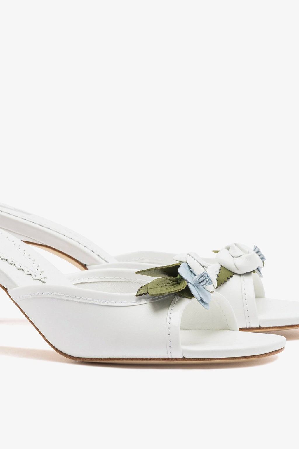 Larroude Juliette Mule White Leather