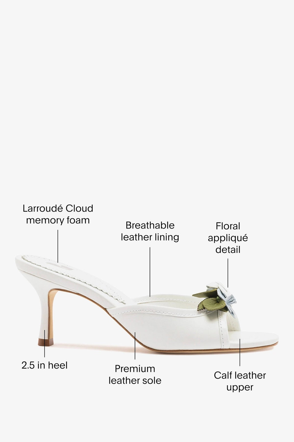 Larroude Juliette Mule White Leather
