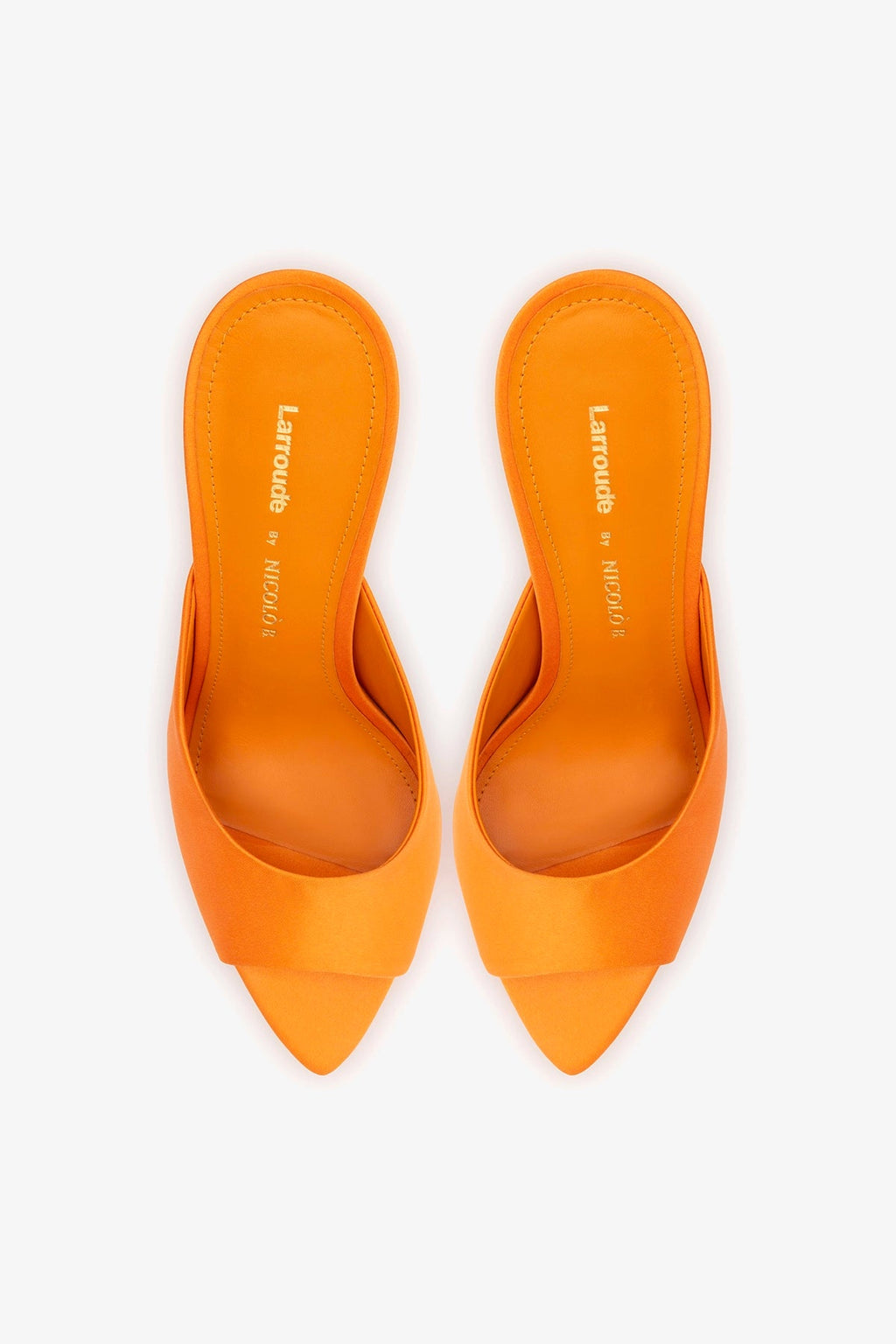 Larroude Larroudé x Nicolò B.: Malibu Mule Tangerine Satin