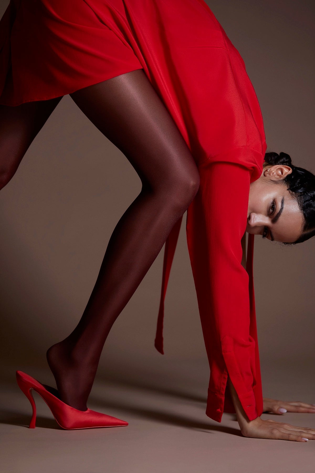 Larroude Larroudé by Nicolò B. Inna Mule In Scarlet Satin