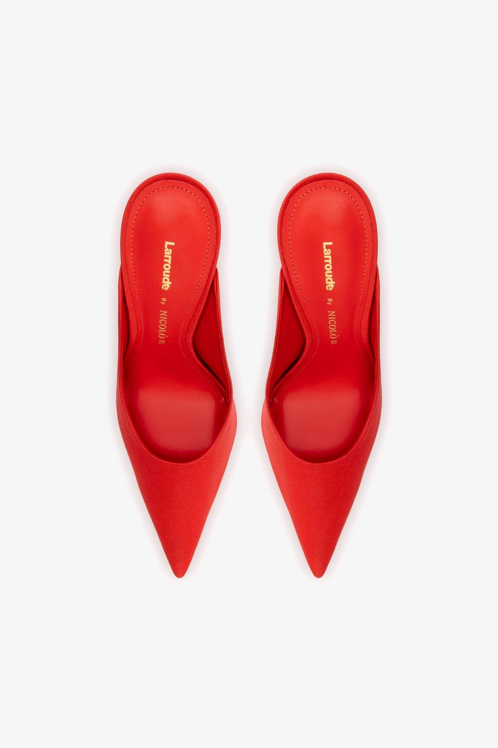 Larroude Larroudé by Nicolò B. Inna Mule In Scarlet Satin