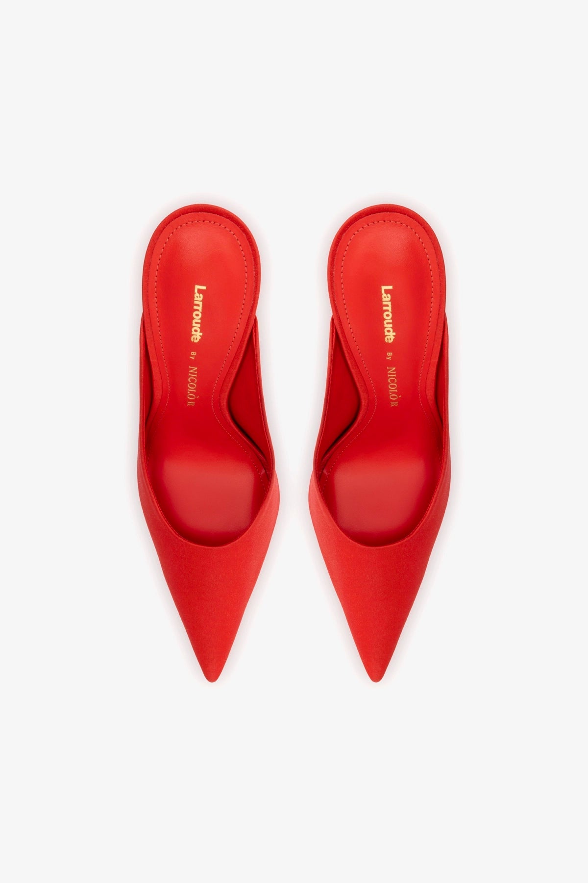 Larroude Larroudé by Nicolò B. Inna Mule In Scarlet Satin