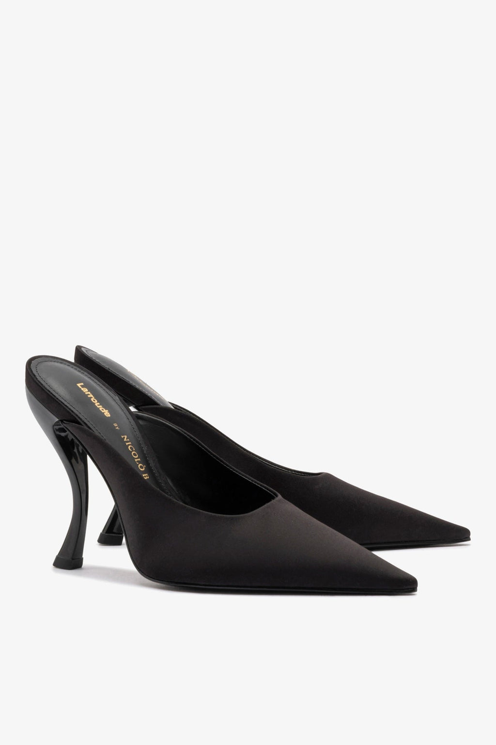 Larroude Larroudé by Nicolò B. Inna Mule In Black Satin