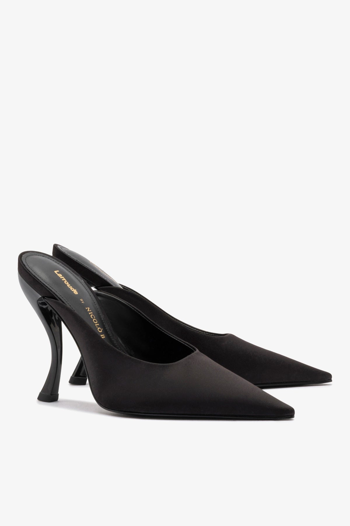 Larroude Larroudé by Nicolò B. Inna Mule In Black Satin