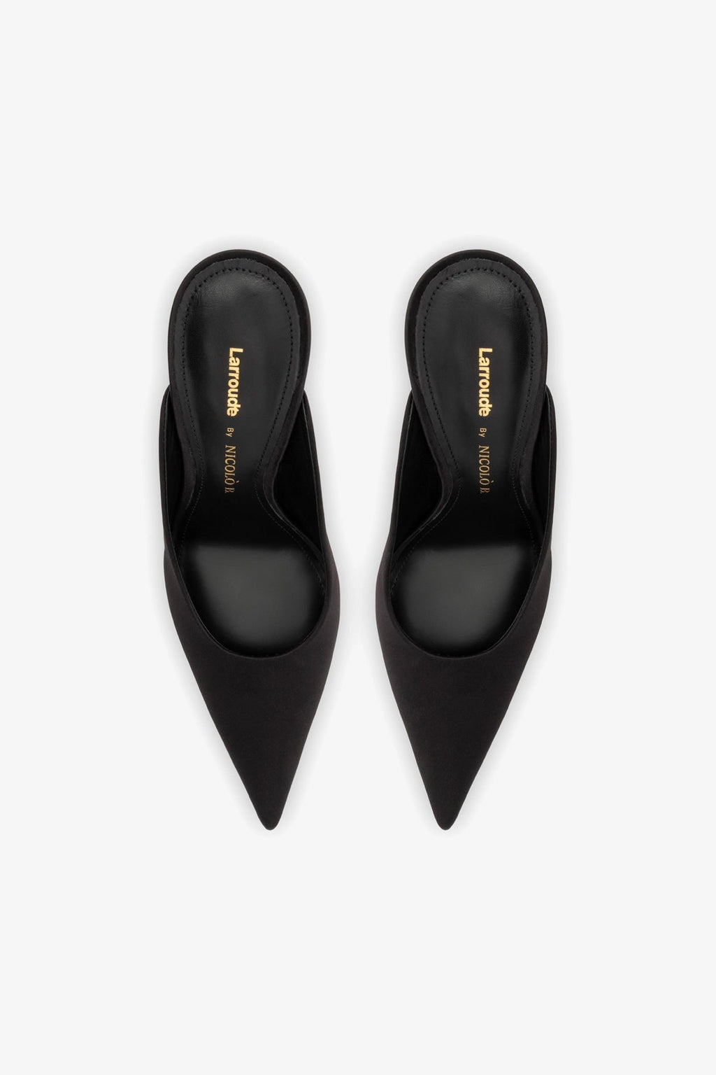 Larroude Larroudé by Nicolò B. Inna Mule In Black Satin