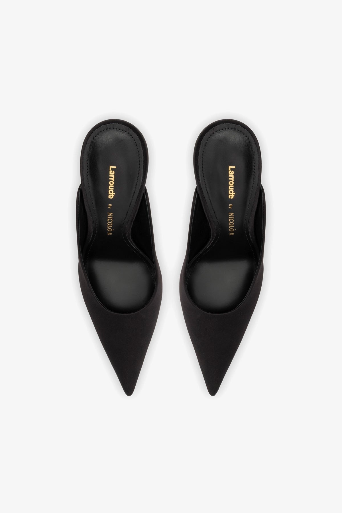 Larroude Larroudé by Nicolò B. Inna Mule In Black Satin