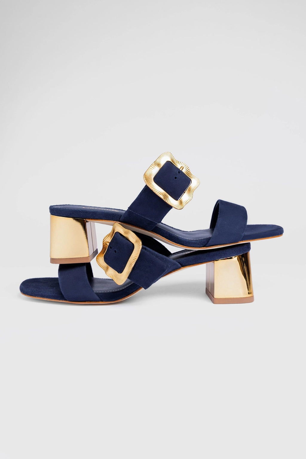 Larroude Maria Sandal Navy Suede