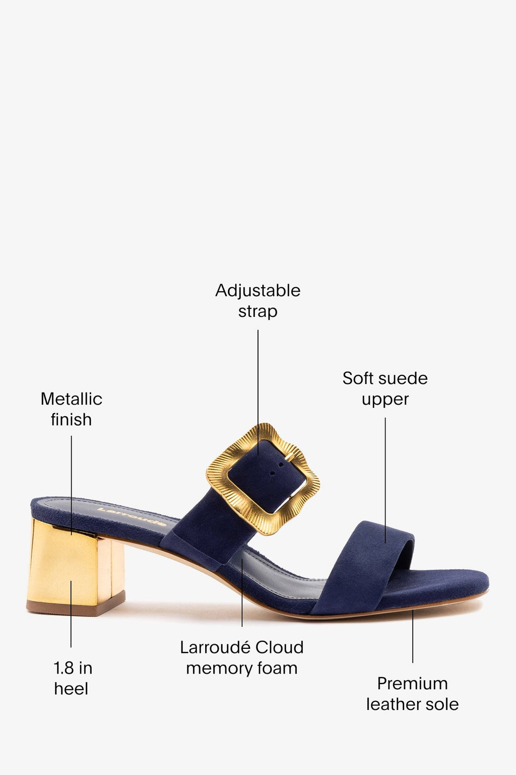 Larroude Maria Sandal Navy Suede