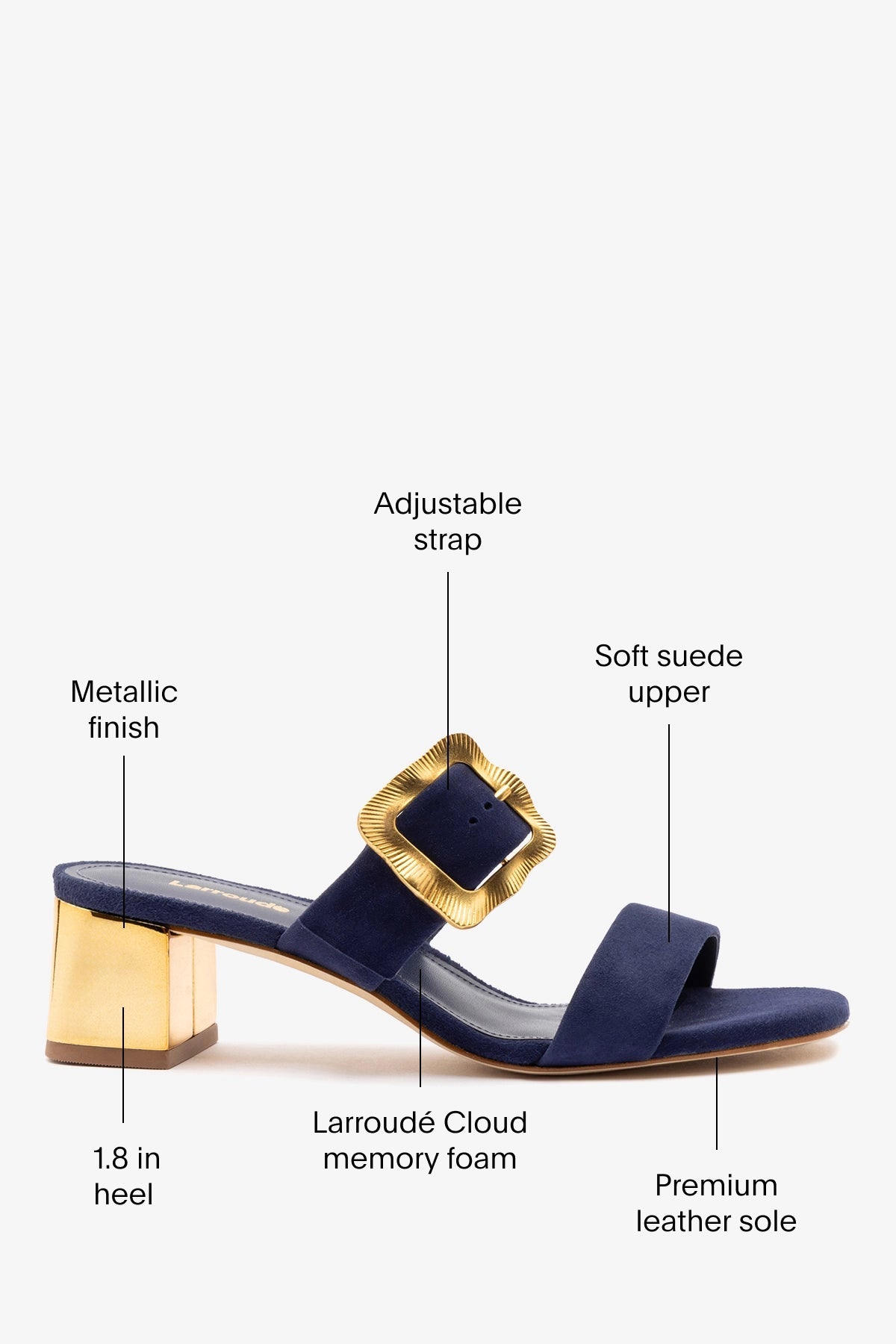 Larroude Maria Sandal Navy Suede