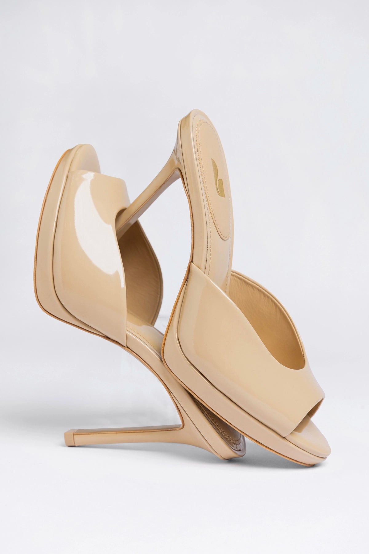 Larroude Jasmine Platform Mule Sand Patent Leather