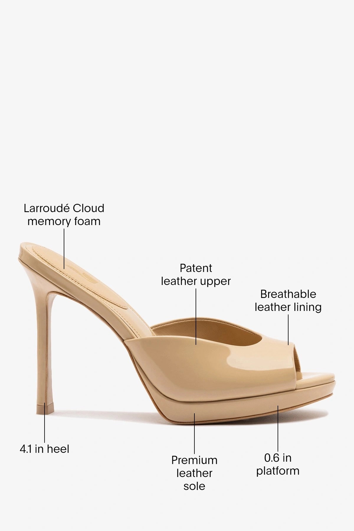 Larroude Jasmine Platform Mule Sand Patent Leather