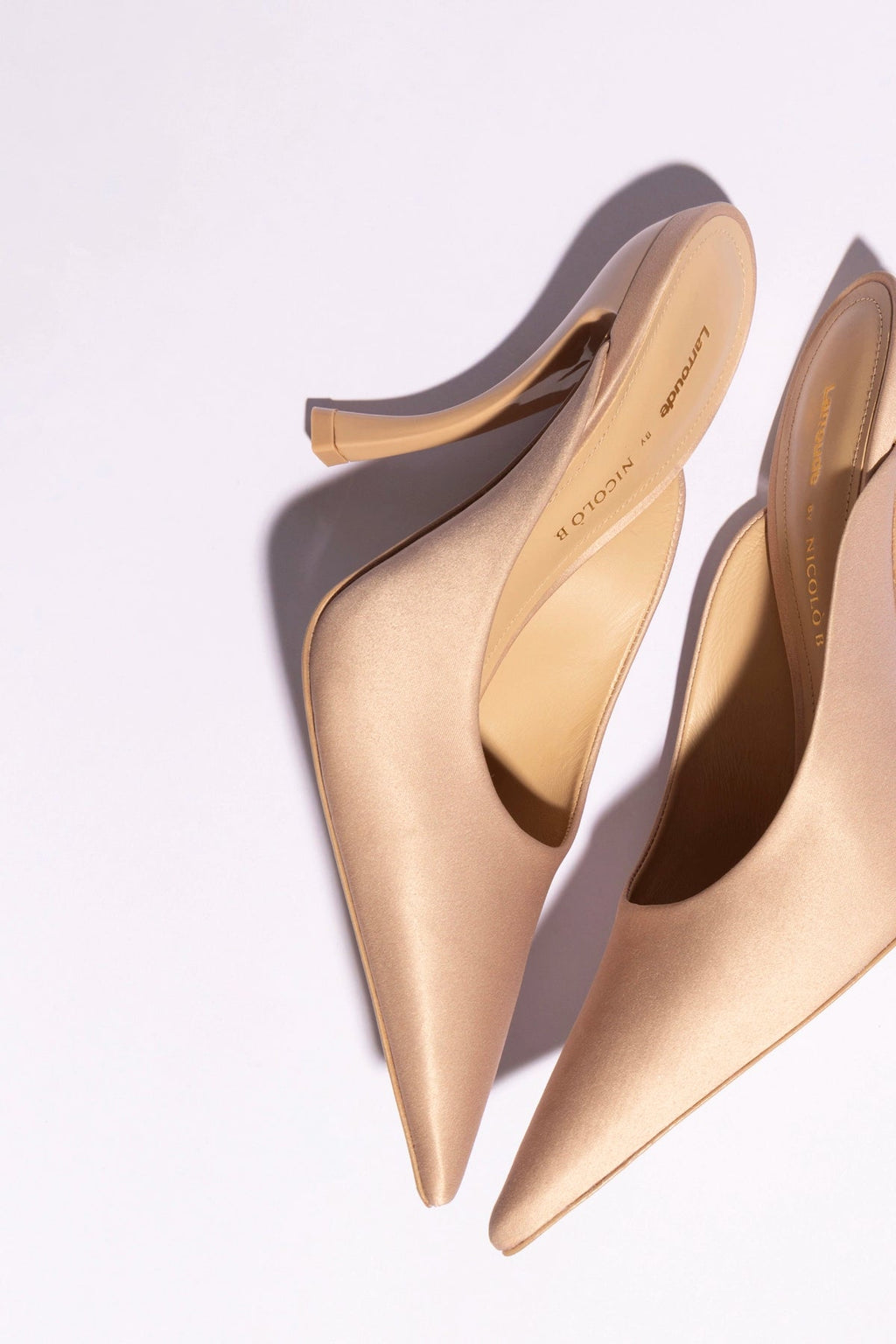 Larroude Larroudé x Nicolò B.: Inna Mule Sand Satin