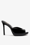 Larroude Jasmine Platform Mule Black Patent Leather
