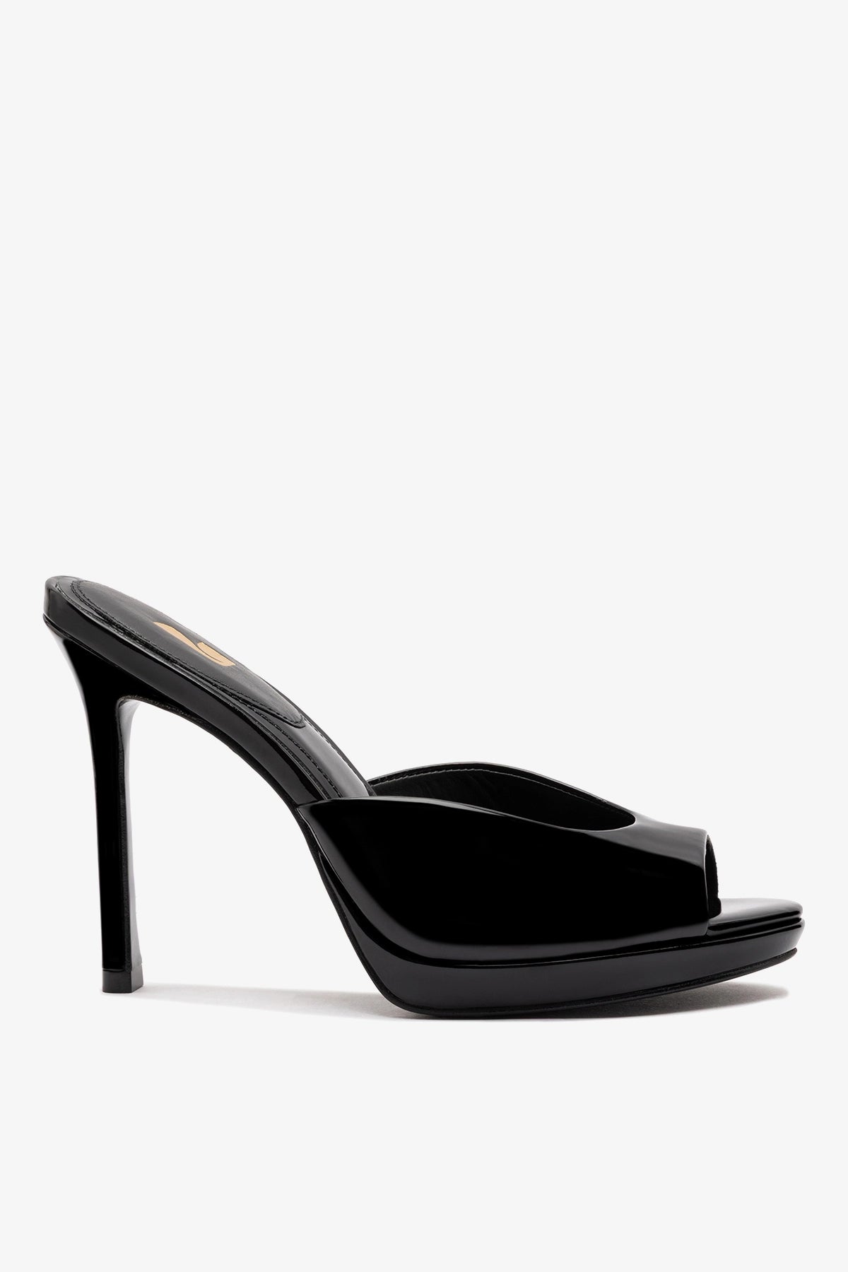 Larroude Jasmine Platform Mule Black Patent Leather